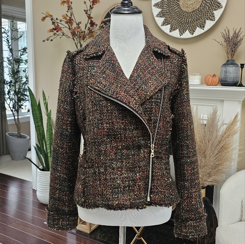 Ann Taylor tweed moto jacket